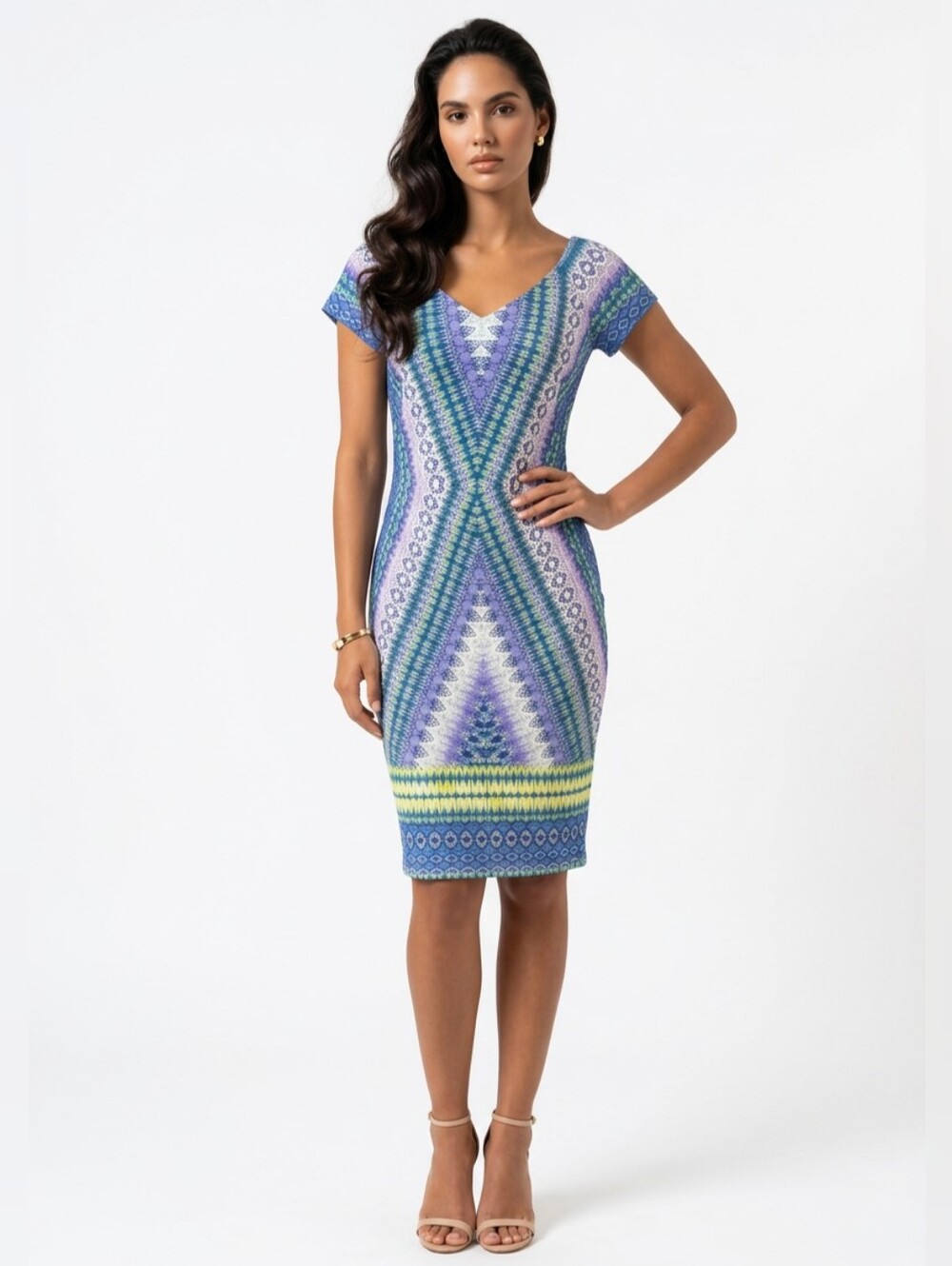 Bisou Bisou Short Sleeve Midi Dress Size 12